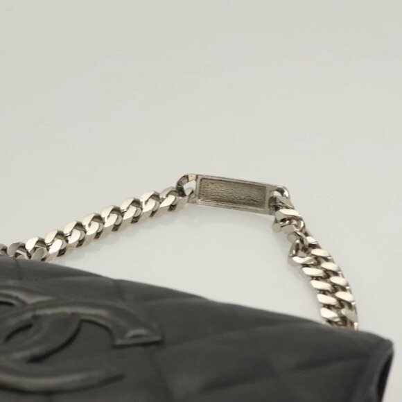 CHANEL Matelasse Chain Hand Bag Lamb Skin Black Silver CC Auth 133037 - Picture 9 of 16